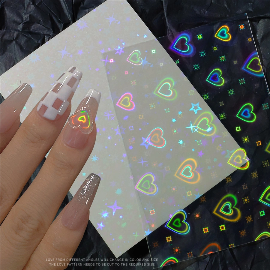 Nail Art Sticker Otoño e Invierno amor láser Aurora Nail Sticker All-Match Flash Super láser de estrellas decoración Nail Art Nail Art Sticker