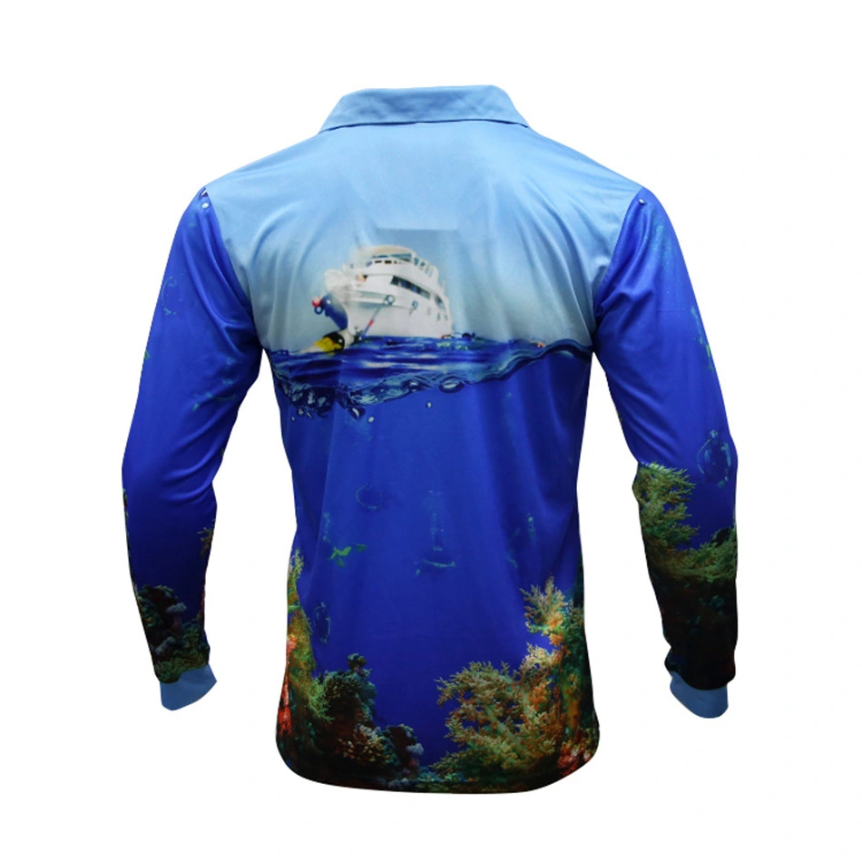 Customize Mesh Polyester Fishing Shirt Breathable Fishing Polo Shirt Full Sublimation Print Fishing Wear