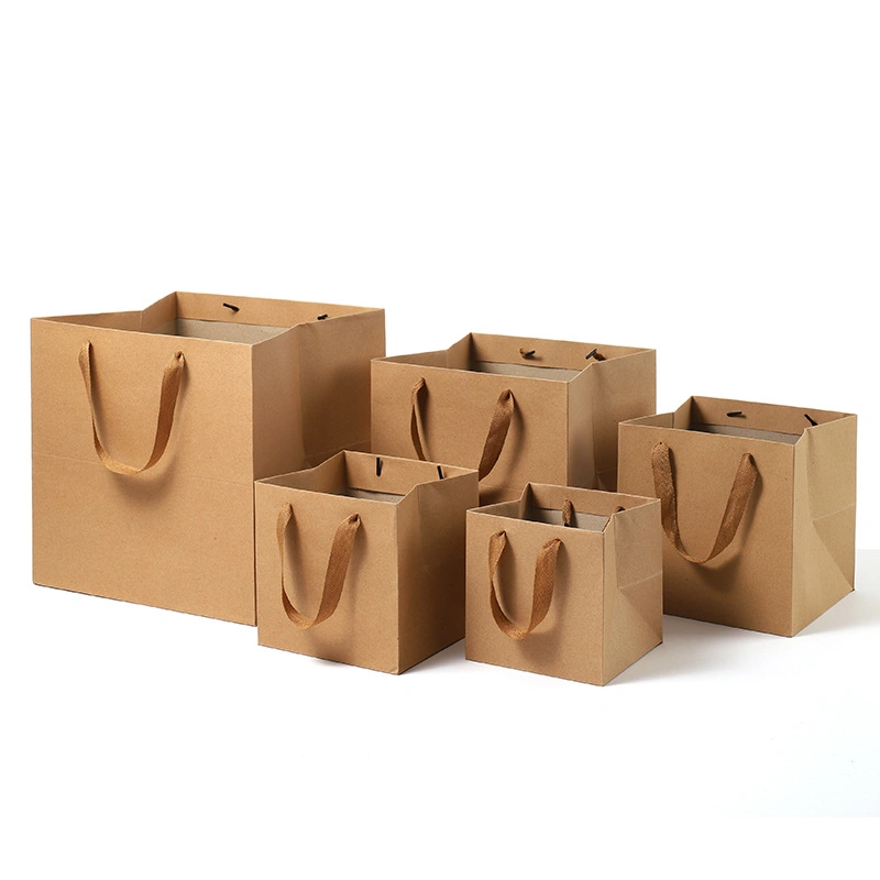 Recyclable Cotton Handle Reinforced Paper Kraft Shopping Bags