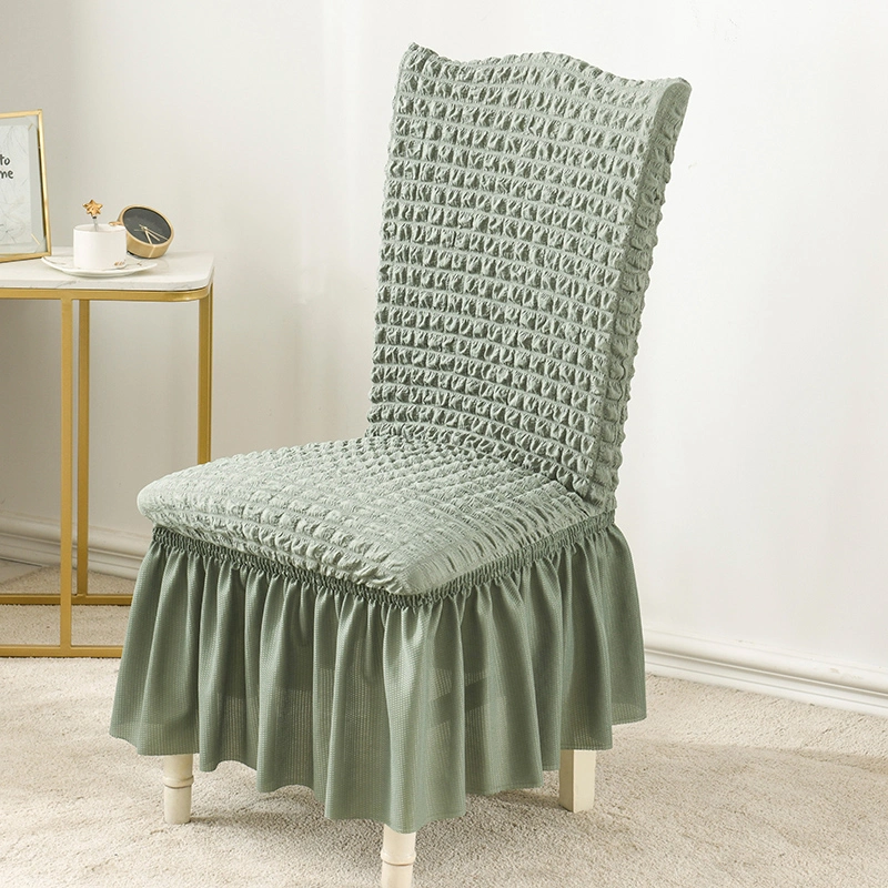 Стул стульев Elastic Ruffle водонепроницаемый стул Крышка с юбкой Эластичный моющийся чехол для кресла Seersucker Soft