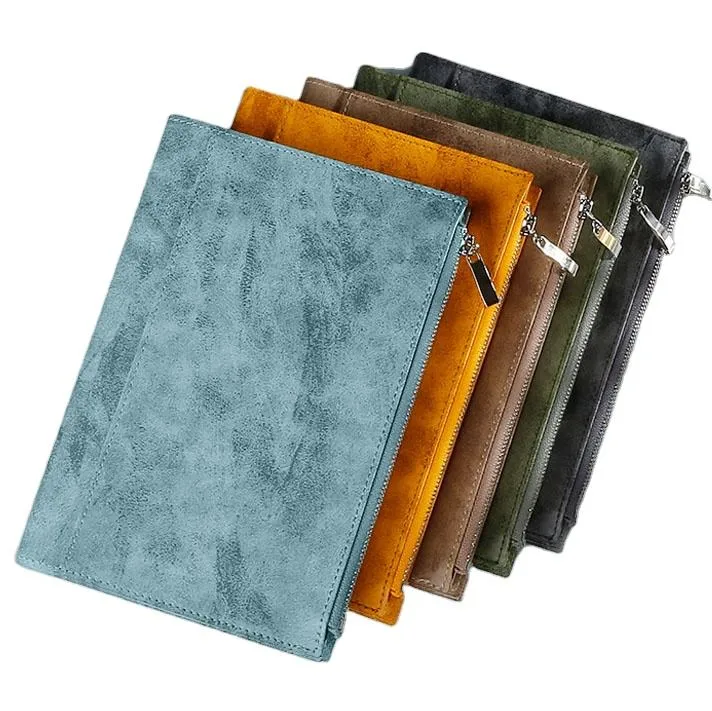 New Arrival Customized Zipper Pocket Soft Leather Cover Agenda Notebook