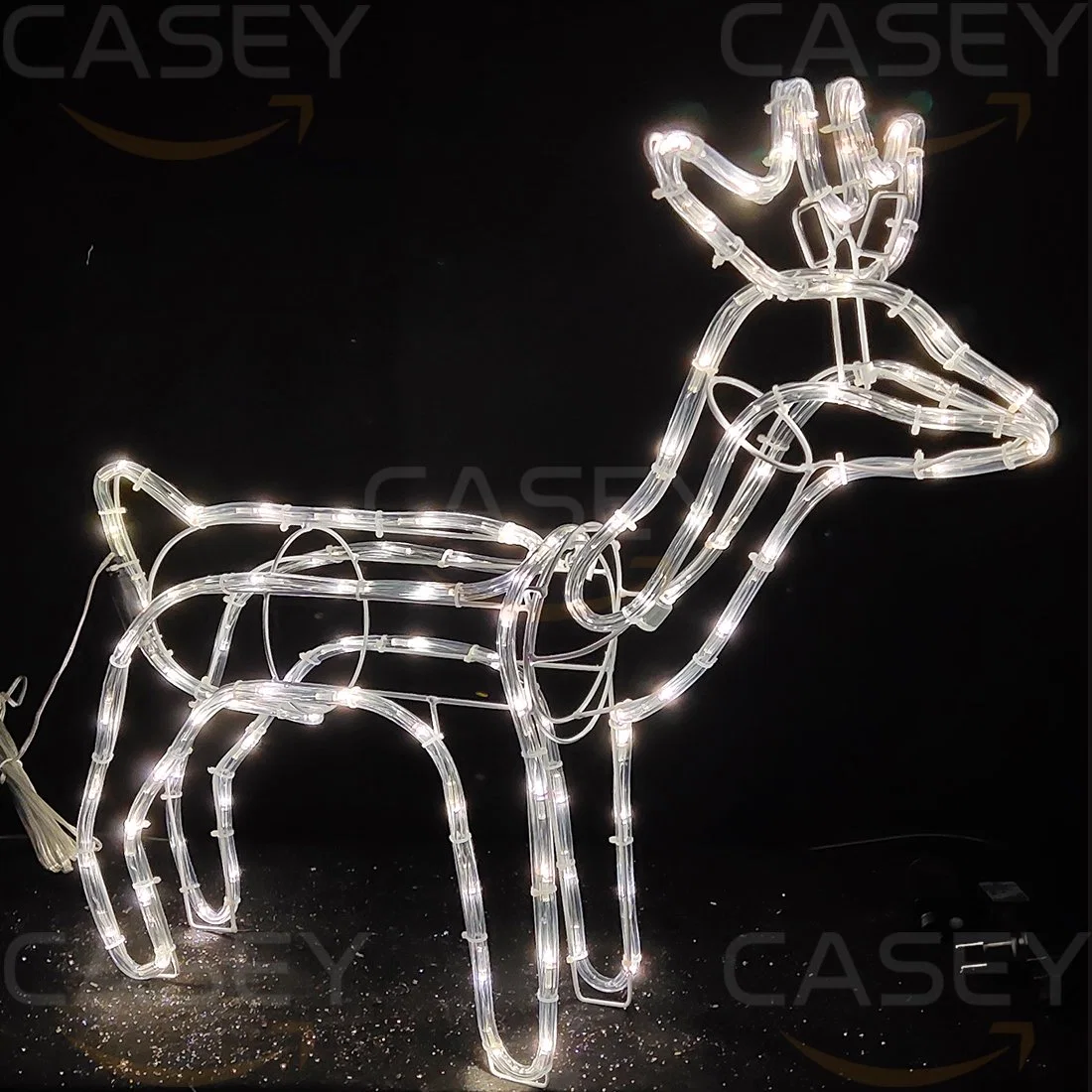 Christmas Reindeer Decor Light 100 LED Lights Stand Deer Pattern Plug-in Decorative Light Xmas Ornament Pre-Lit Buck Deer Lamp for Garden Yard in