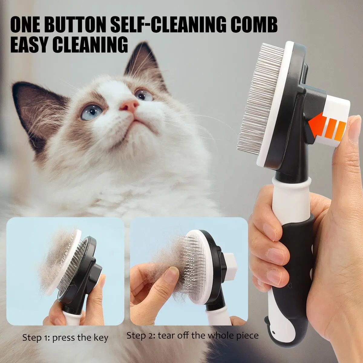 Penguin Shape Round Massage Point Pet Grooming Slicker Brush