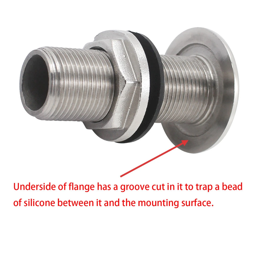 Marine 316 Stainless Steel Bsps Male Threaded Thru-Hull Fitting W/Nut Boat Plumbing Through Hull Parts