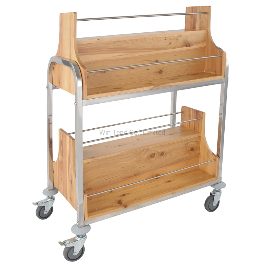 Separated Style Wooden Wine Storage Rack Cart with 2-Tiers