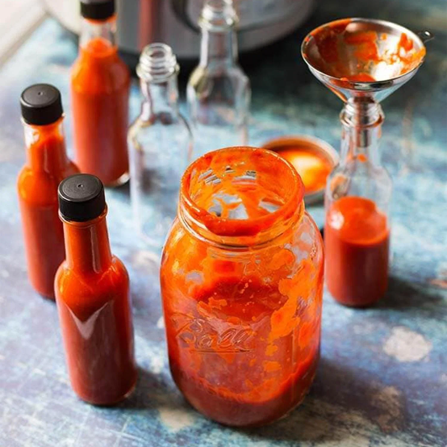 Glass Condiment 5oz comida botella de salsa caliente de vidrio