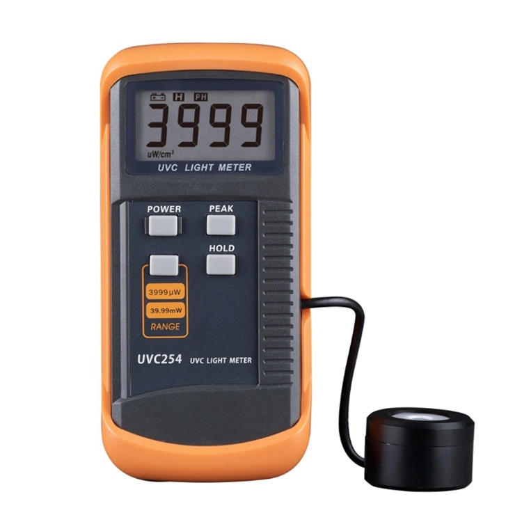 UVC Light Meter Receptores Spectrum 248nm-262nm Digital radiação UV Detector de intensidade