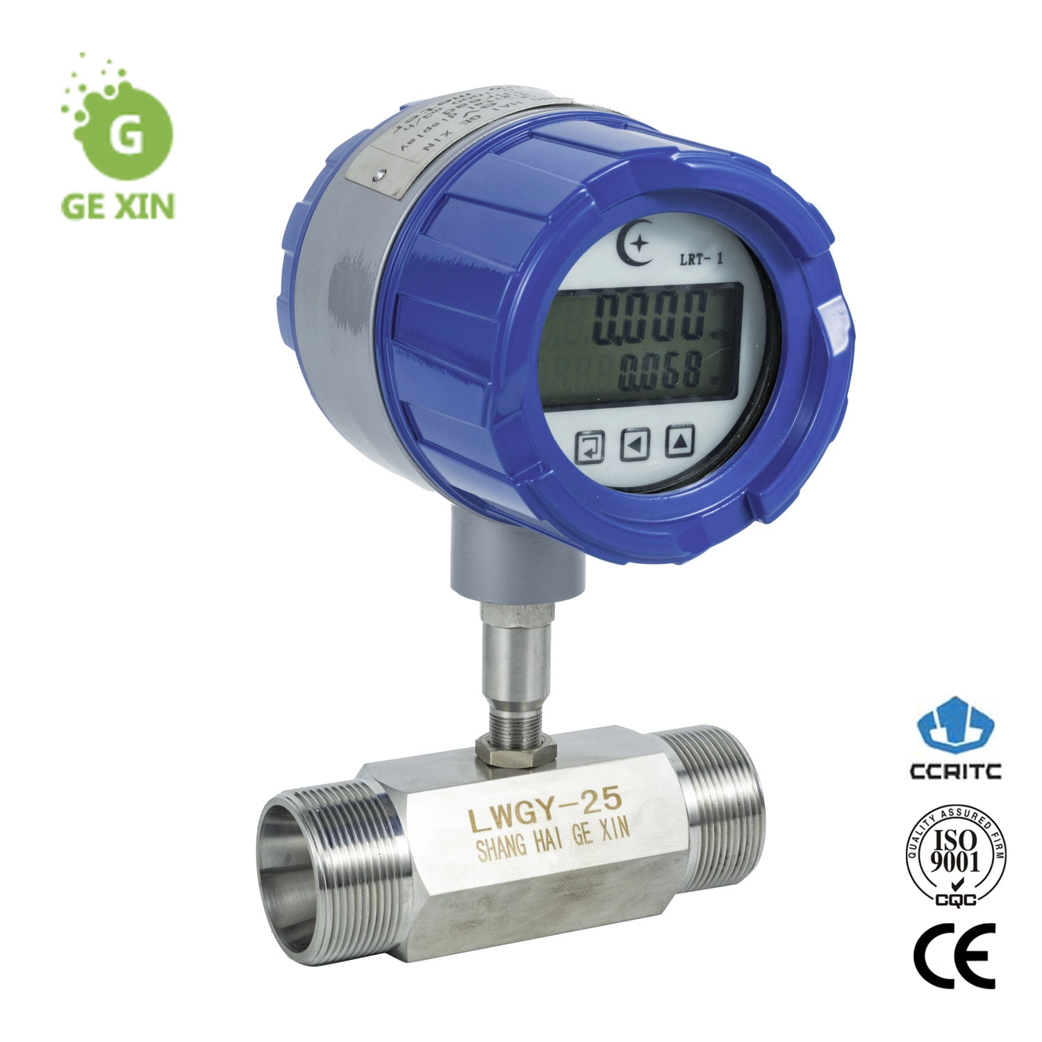 DN20 LCD Display Battery Powered High Pressure Water Connection Turbine Flow Meter