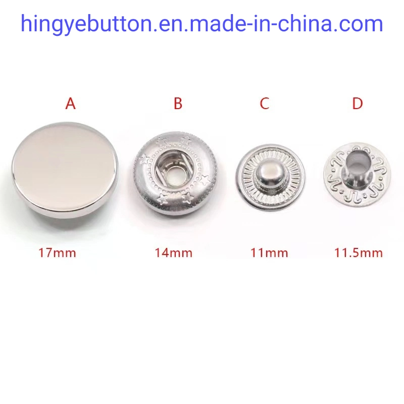 Metal Button Zinc Alloy Cap Metal Snap Popper Studs Button for Garment Accessories