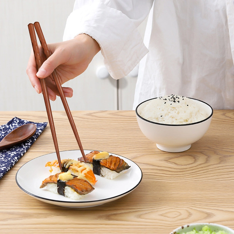 Acabado mate japoneses Ebony Bambú palillos de madera de sándalo rojo Juego de 5 pares con caja de regalo para los alimentos