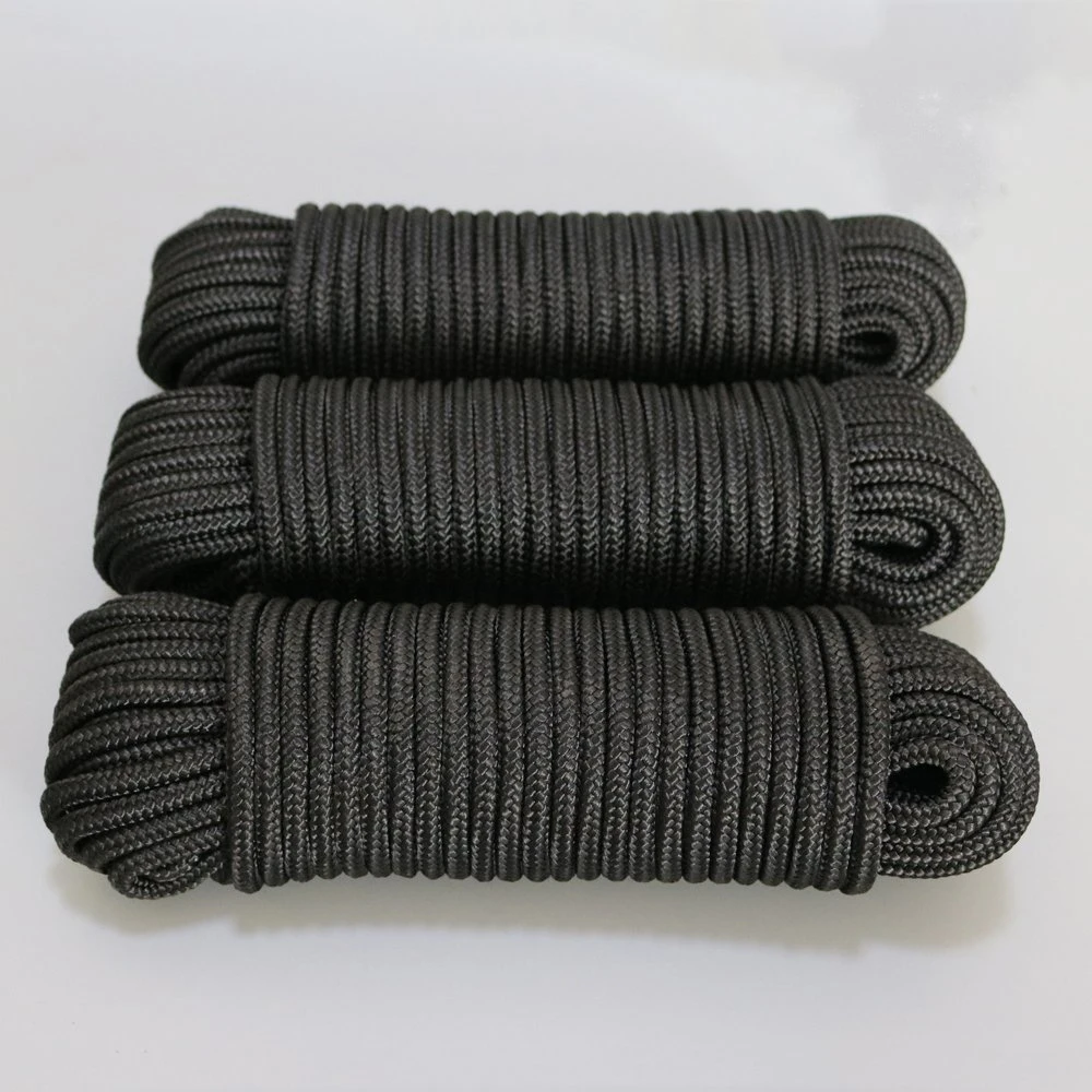 Black 6mm 8 mm 10 mm 12mm 8/16 Strands Colored Braided Nylon Rope