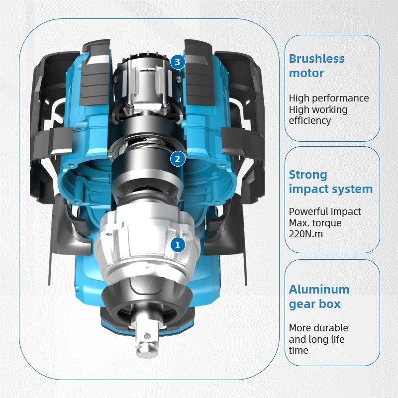 18V/20V Cordless Range Rechargeable 3400bpm Impact Rate Electric Brushless Impact Wrench Cordless