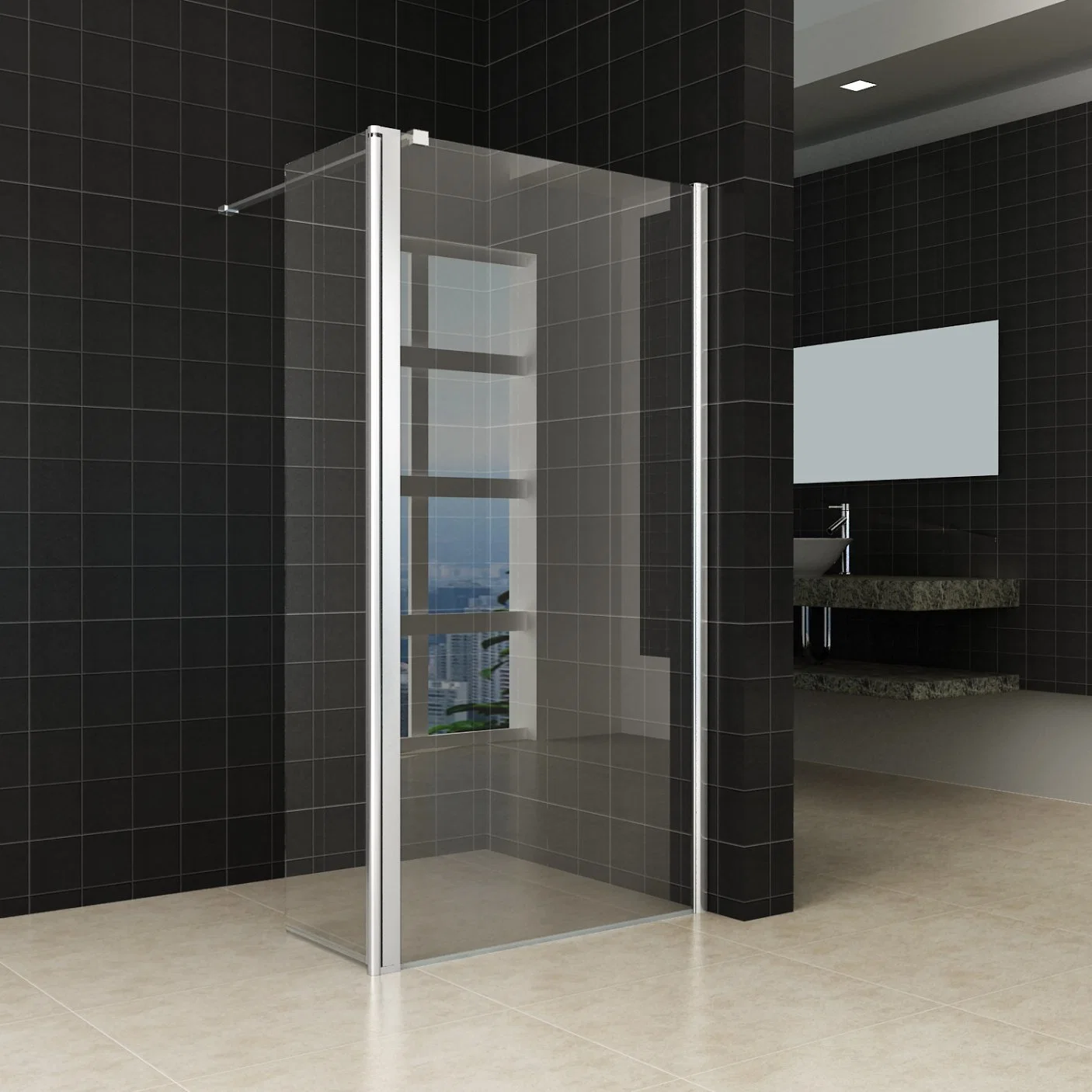 Aluminium Frame Bathroom Tempered Glass Product China