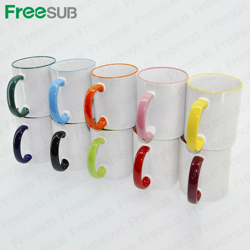 Rim and Handle Color 11oz Sublimation Color Mugs (SKB-02)