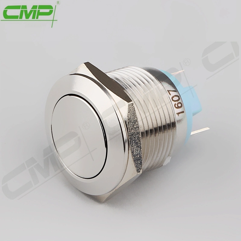 CMP 19mm 1no Stainless Steel or Chromium Anti-Vandal Momentary Push Button Switch