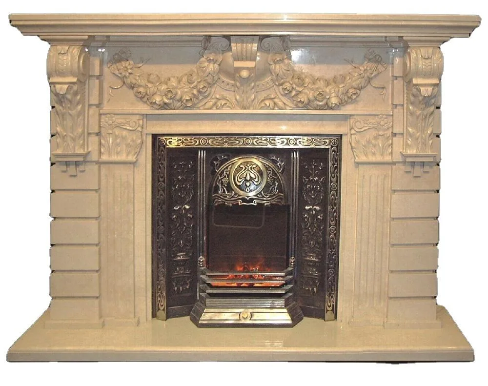 White Indoor Marble Fireplace (YXFP-007)