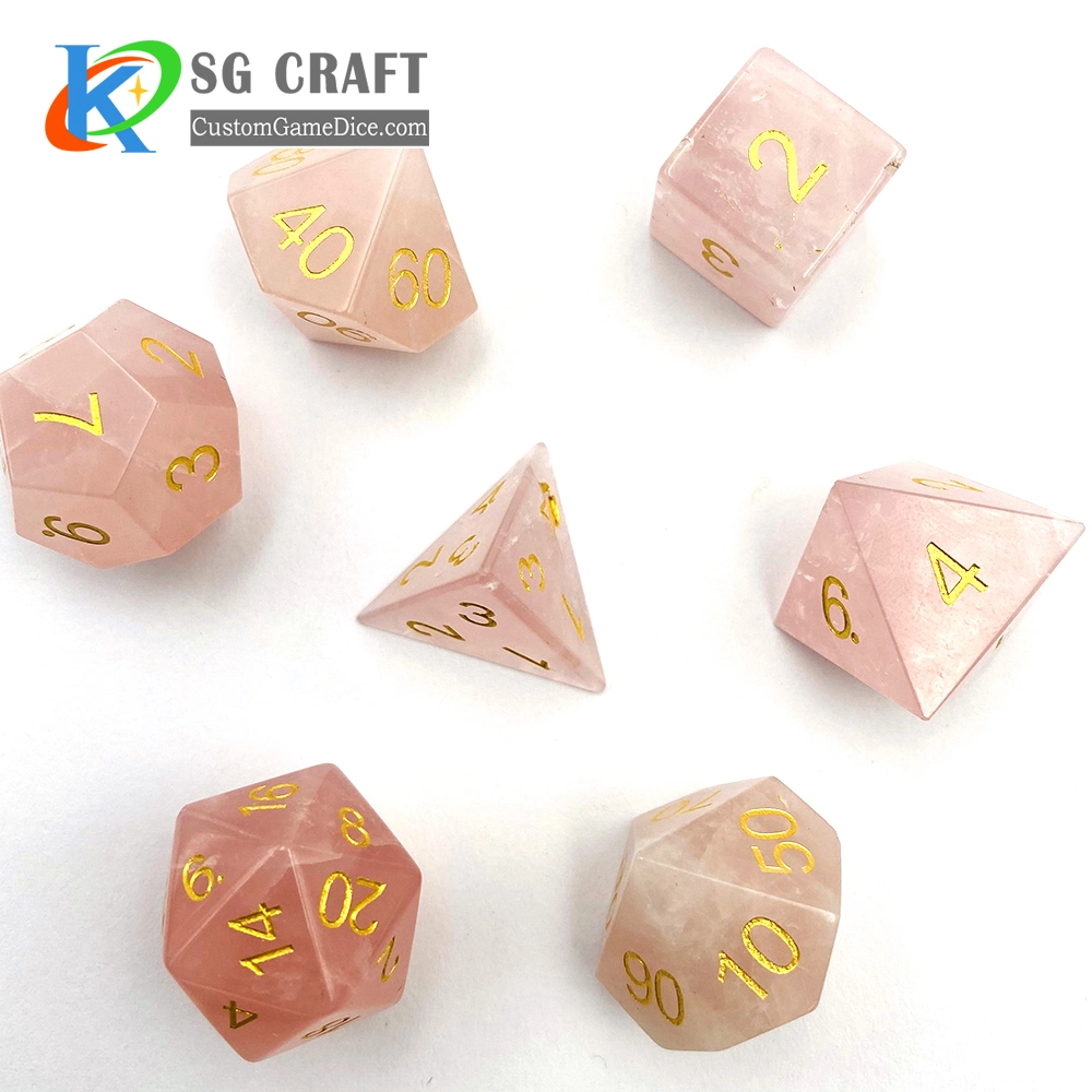 Hot Sale Factory Gemstone Dice Set of 7 Handmade Stone Polyhedral Dice for Rpg High quality/High cost performance 