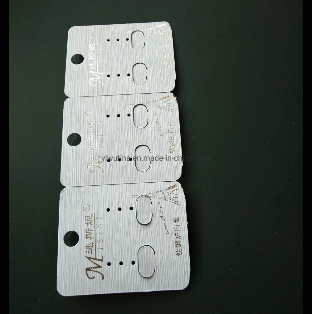 Impressão personalizada cartões de embalagem brinco branco com logotipo de Carimbo Quente