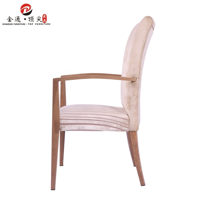 Cheap Chinese Restaurant Furniture Metal Frame Dining Chairs with Arm