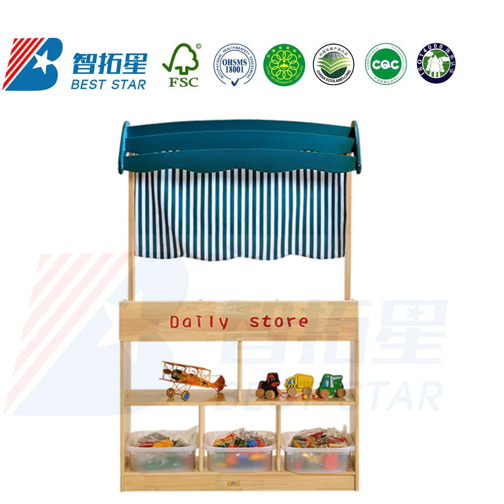 Wood Play Game Workstation, Kindergarten Role-Play Workstation, Preschool Children Playing Area and Indoor Playroom Furniture, Kids Puppet Workstation