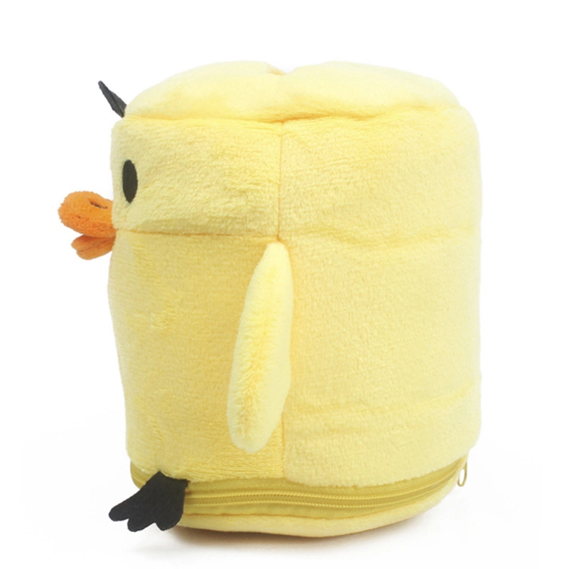 Custom Made Cute Yellow Chicken Design Soft Cover Plush Animal Tissue Box