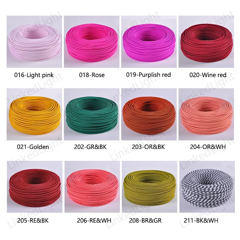 Colorful VDE Cloth Cotton Braided Fabric Woven Power Cord