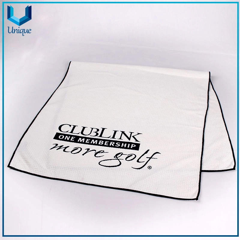 Custom Printing Logo Fast Dry Microfiber Waffle Weave Golf Towel in White Size 54*100cm