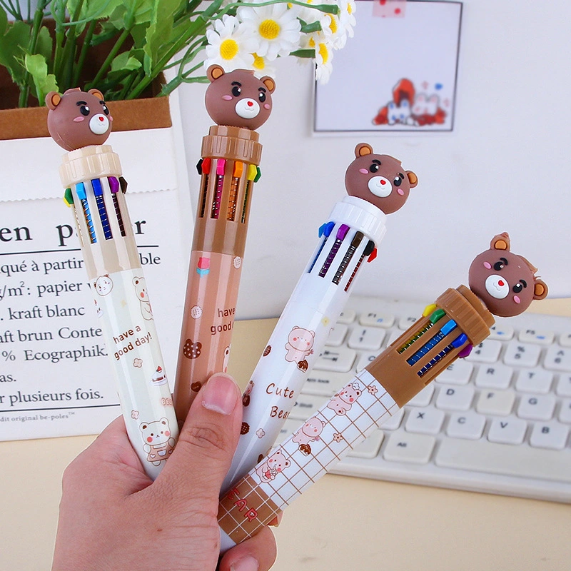 School Stationery Children Cartoon Cute Bear Ballpoint Pen 10 Colors