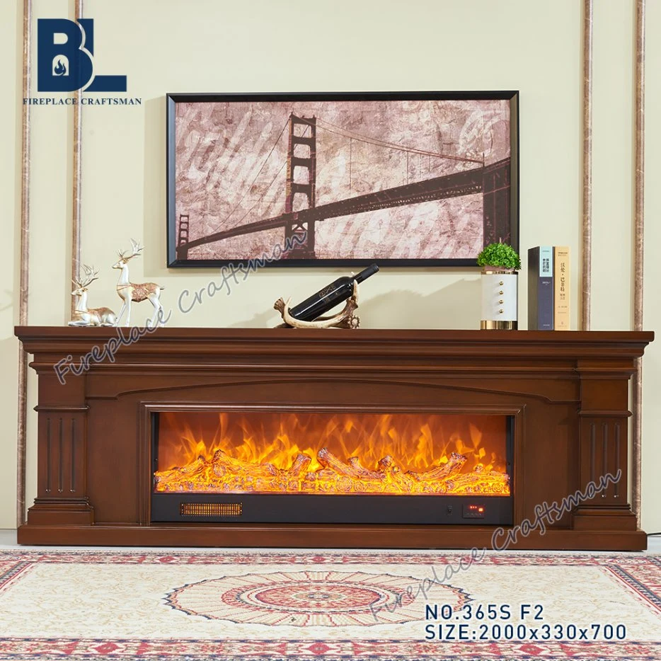 Living Room UK Modern Design Oak Wooden Board TV Cabinet Bench Unit Stand with Electric Fireplace Insert for Sale