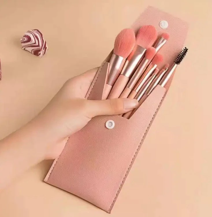 Portable Mini 8PCS Pink Makeup Brush Set Nylon Hair Makeup Brushes Make up Tools Kit Makeup Brush Set
