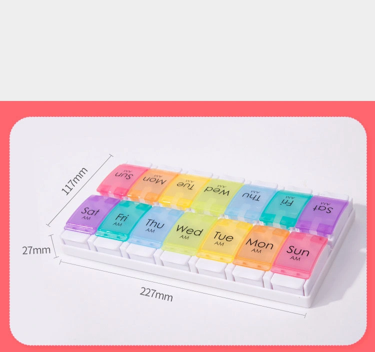 Medication Dispenser Box 14 Compartments 2 Times a Day Daily 7 Day