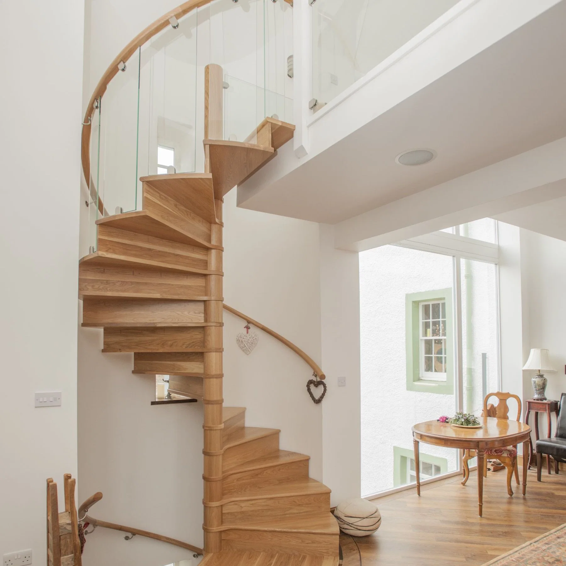 Spiral Staircase Wood Oak Treads with Balustrade Australian Standards