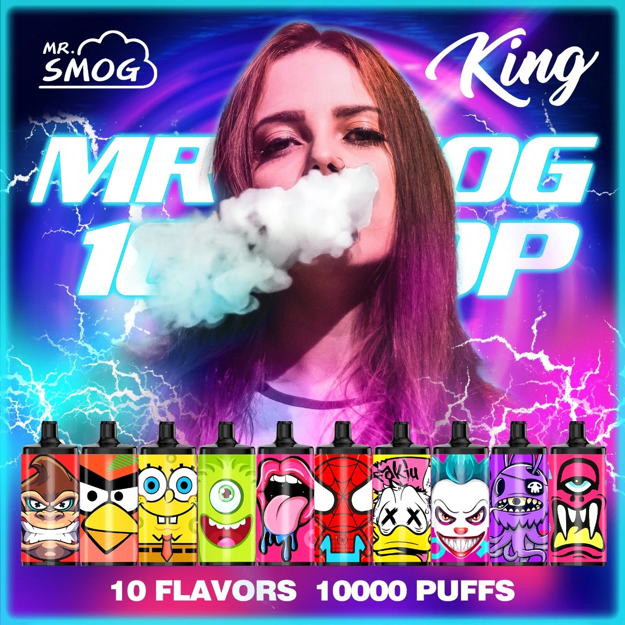 High quality/High cost performance  Electronic Cigarette 10 Flavors Nicotine Vape Mr. Smog King 10000 Puffs