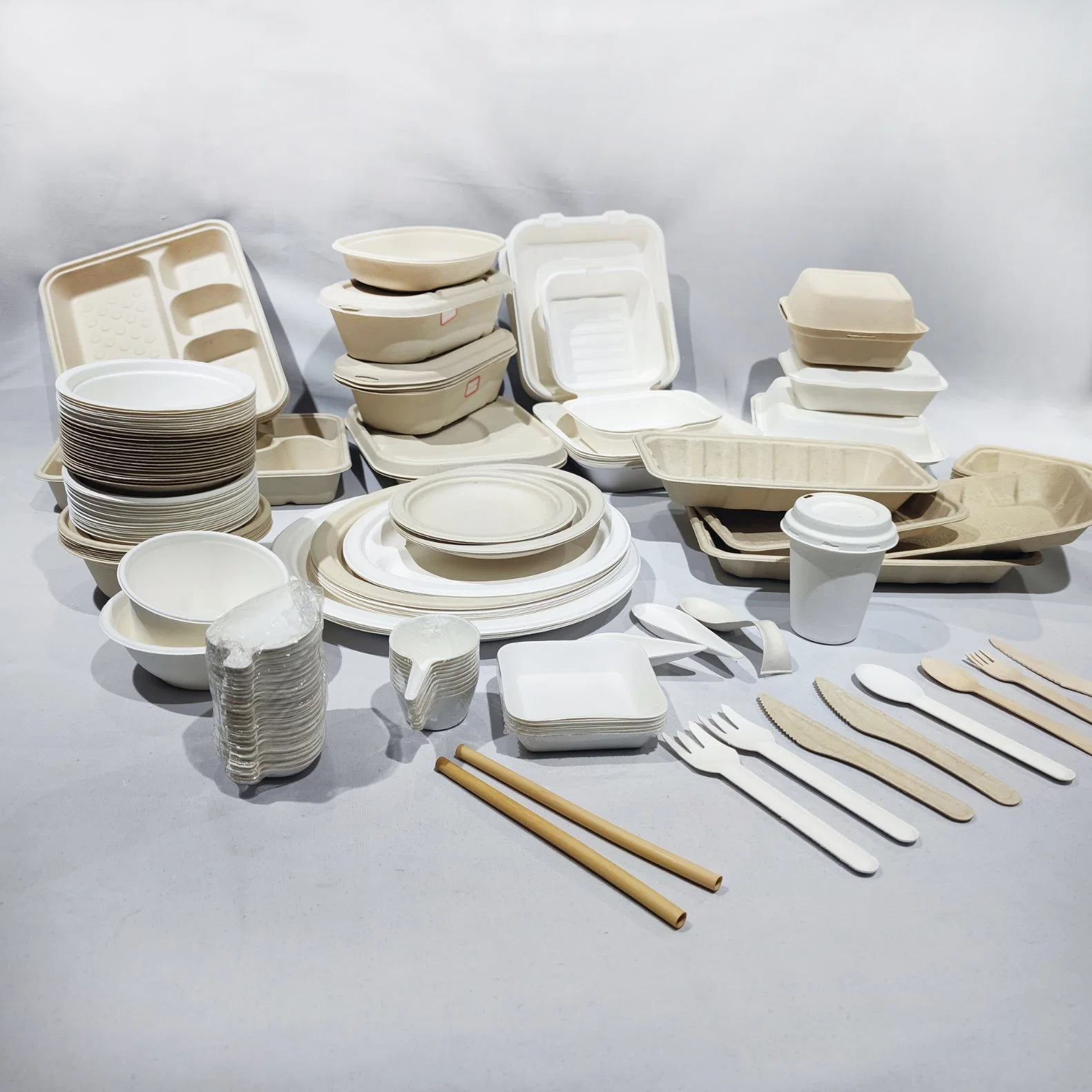 Customized Biodegradable Bagasse, Bamboo Pulp, Wheat Straw Food Packaging Pulp Container