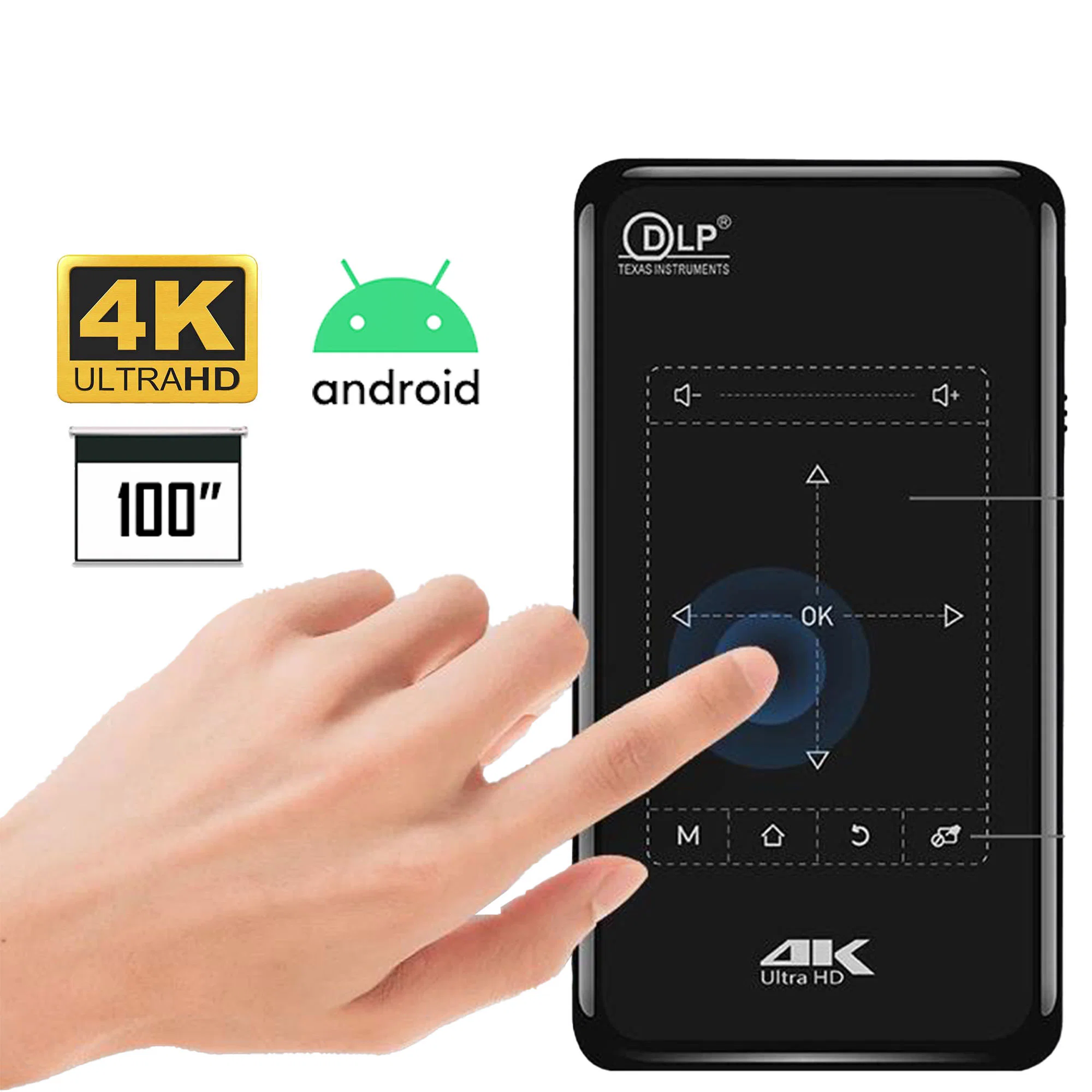 2023 LED جديد بتقنية DLP Mobile Mobile Smart Pocket Ultra HD Portable جهاز عرض بروجيكتور منزلي صغير بنظام المسرح المنزلي بنظام Android، تصوير فيديو بوضوح عال كامل