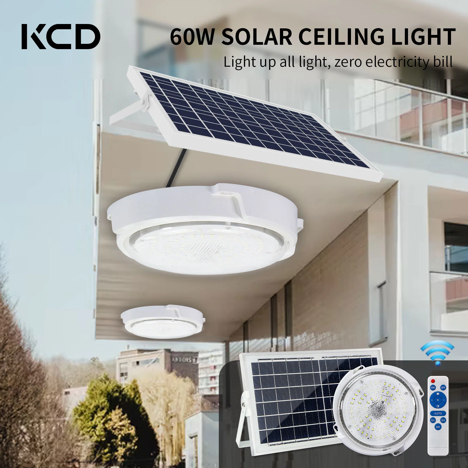 IP44 Round Indoor Garden Home Interior Lamps 40W 60W 100W 200W Remote Control Solar LED Ceiling Light