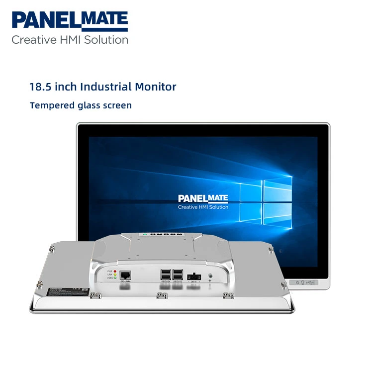 Monitor tátil de painel industrial incorporado de 18.5 polegadas IP65 à prova de água e pó temperada Ecrã de vidro Painel industrial com RJ45 IDD-link4