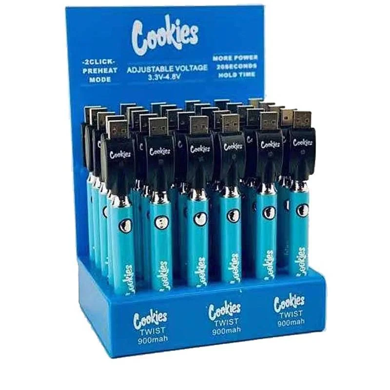 Hot Selling Cookies Display Box 900mAh Backwoods 510 Thread Twist Preheat Vape Pen Battery (Accept OEM)