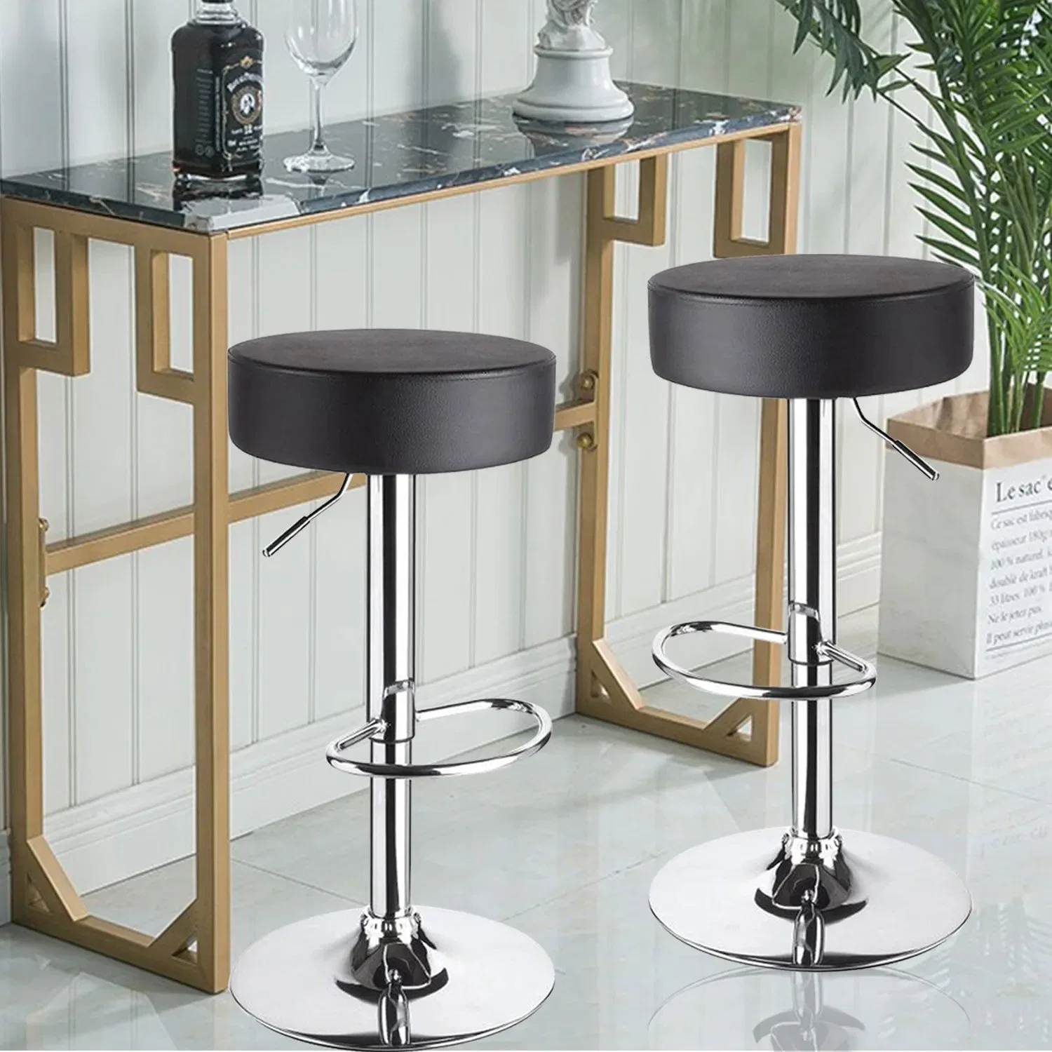 Height Adjustable 360 Rotary Bar Stools Counter Chair for Restaurant Kitchen Cafe