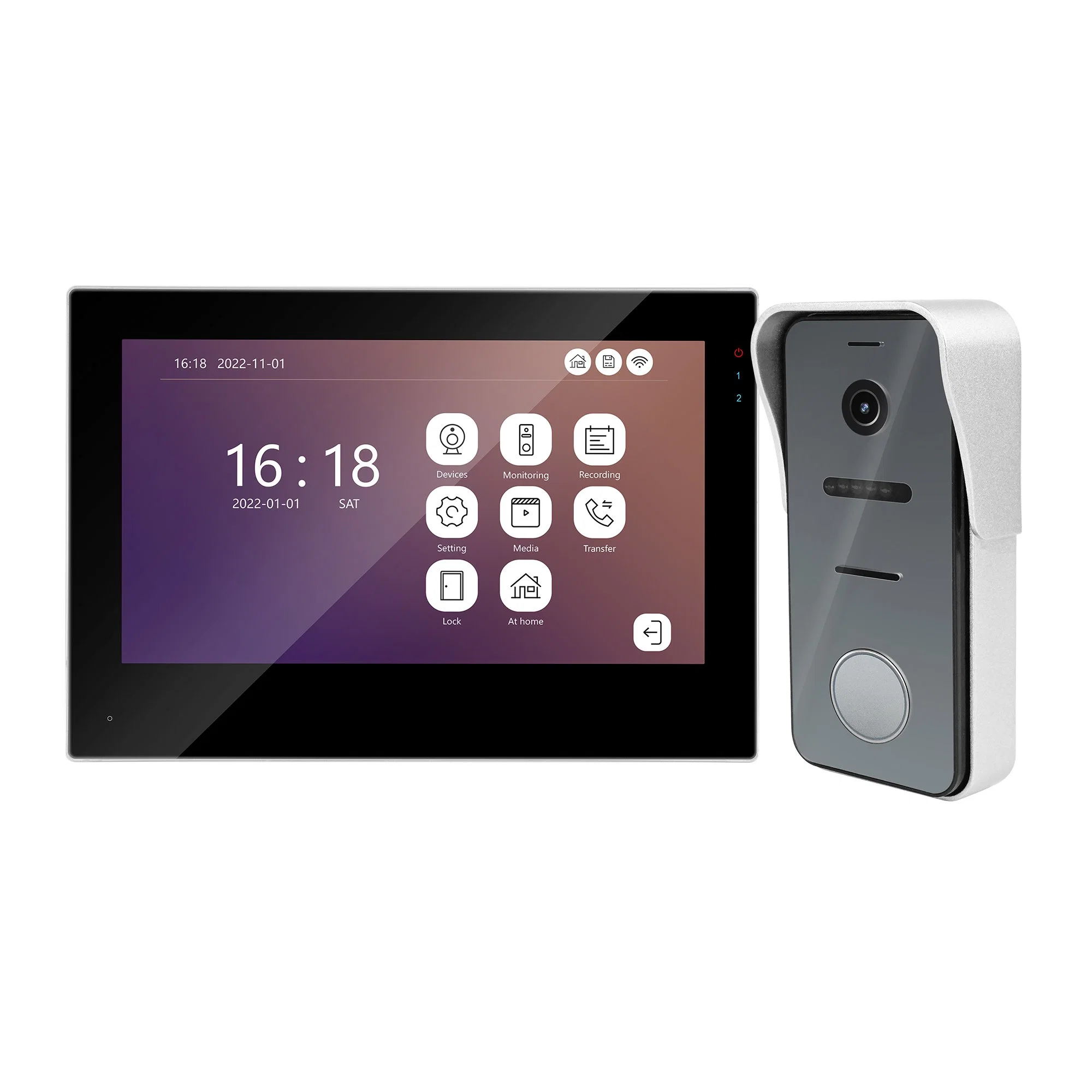 2-Wire IP/WiFi 7"HD Touch Screen Video Intercom Video Door Phone for Villa Apartment with Tuya APP Control