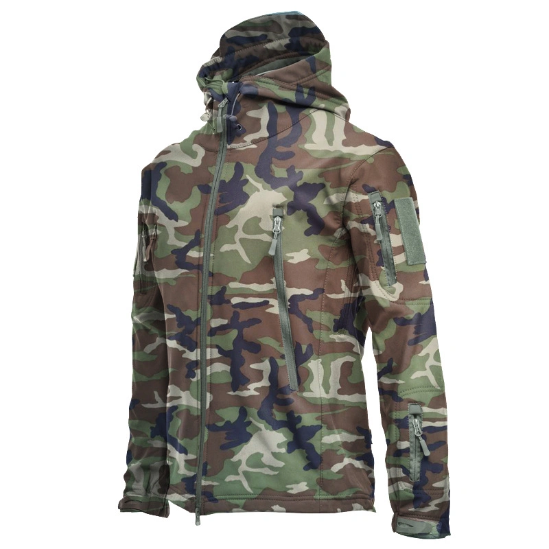 Sharkskin Camouflage Hooded Fleece Jacket Waterproof Wind Mountaineering Warm Jack Soft Shell Jacket