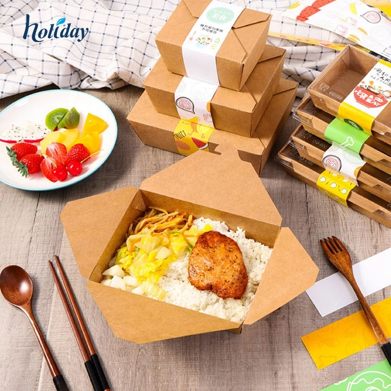 Factory Hot Sale Biodegradable Disposable Kraft Paper Food Container Takeaway Package Boxes