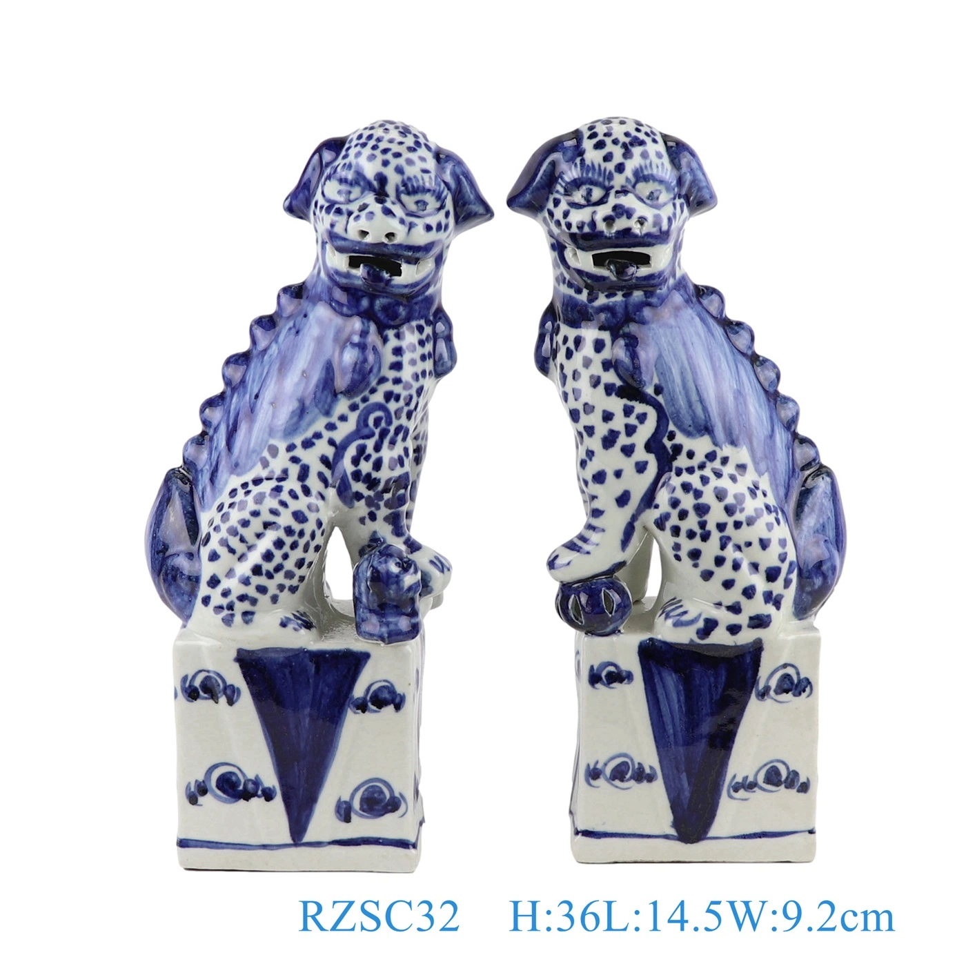 Rzsc30-31-32 Jingdezhen Carving Ceramic Foo Dog for Home Decoration