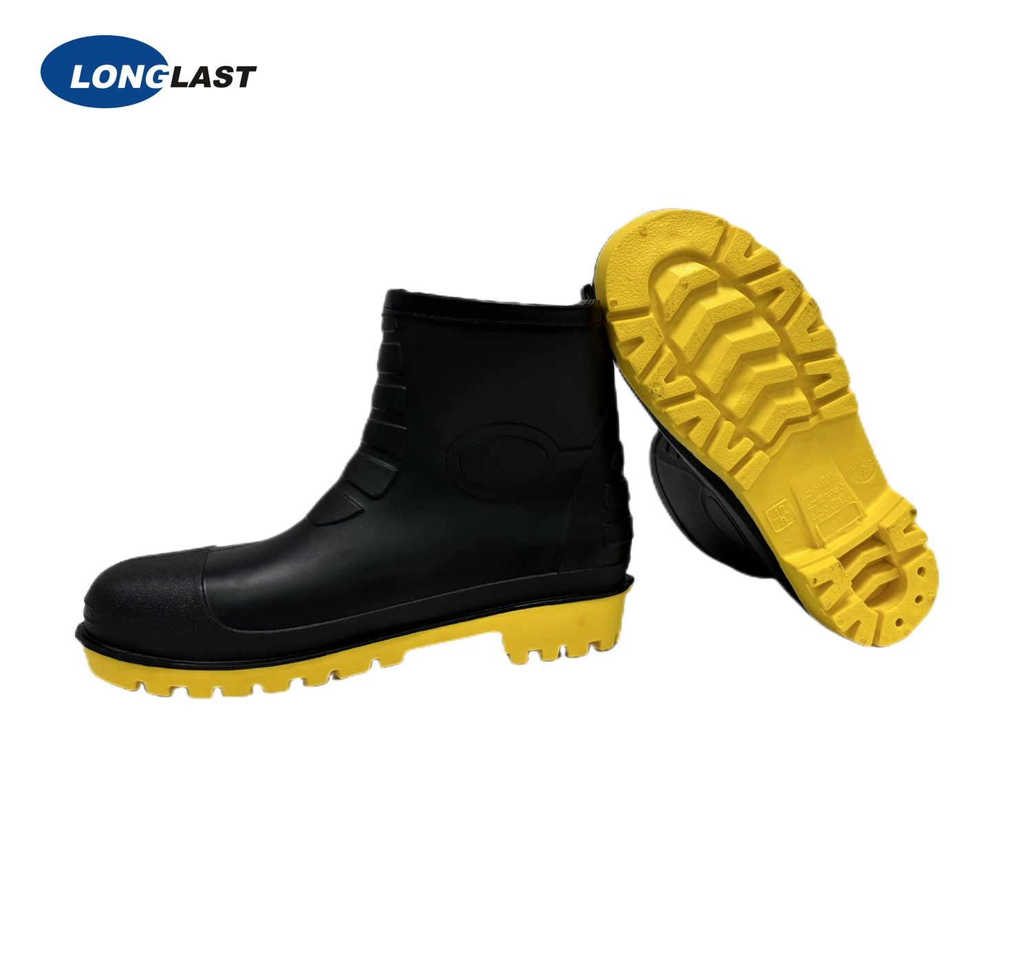 Short Bootleg with Steel Toe Cap and Midsoles Slip Resistan Durable Comfortable PVC Work Safety Boots