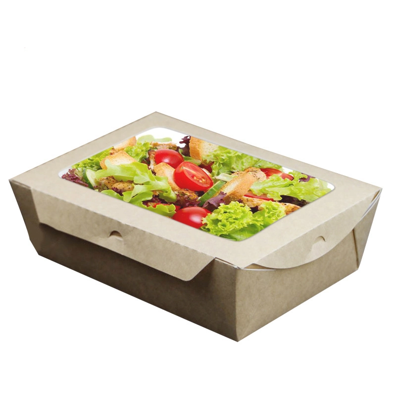 Biodegradable Custom Disposabale Sushi and Salad and Food Packaging Paper Cardboard Box with Visible Window