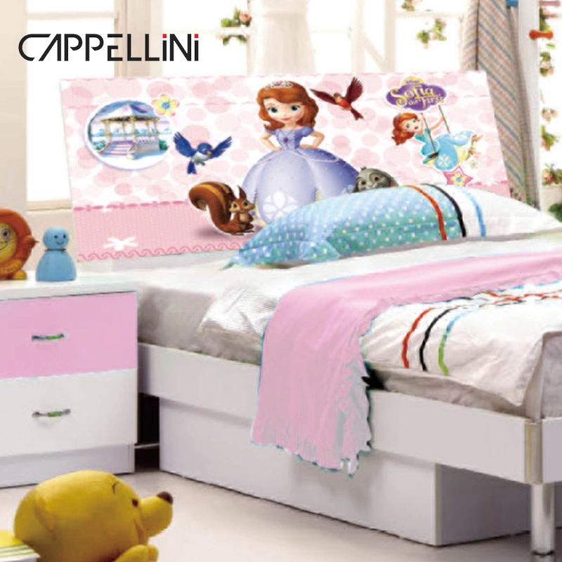 Hot Sale Cartoon Design Girl Princess Room Children Bed Sets MDF Home Kids Bedroom Furniture