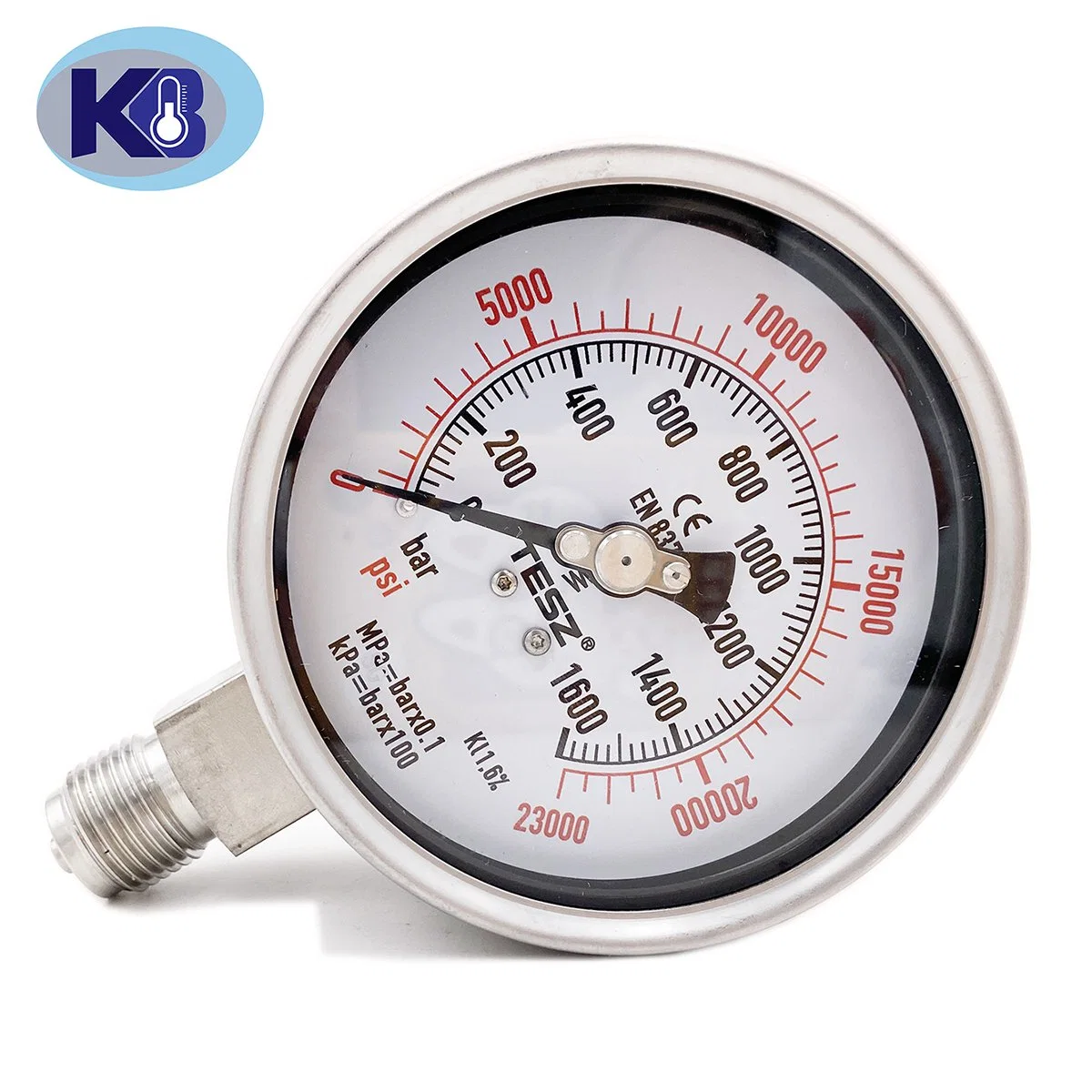 1600bar Hydraulic Oil Filled Pressure Gauge Stainless Steel Case Bottom Connection Manometer