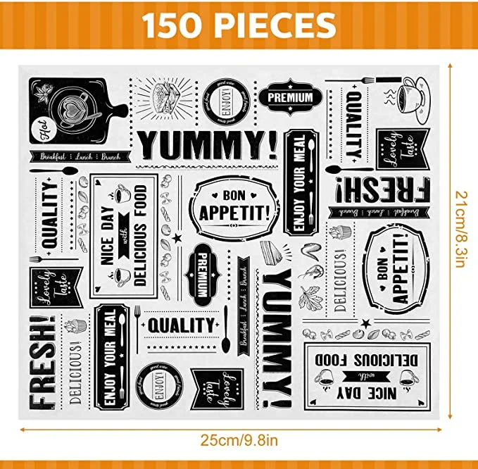 150 Pieces Newsprint Wax Paper Sheets Newspaper Theme Food Wrap Paper Grease Resistant Tray Liners Waterproof Wrapping Tissue Food Picnic Paper for Home Kitchen