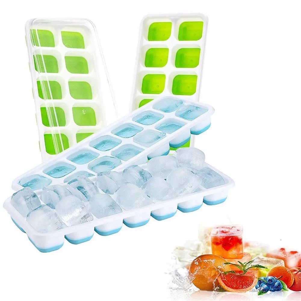 Wholesale/Supplier Custom BPA Free Durable Ice Mold Maker Easy Release Flexible Silicone Ice Cube Tray with Lids