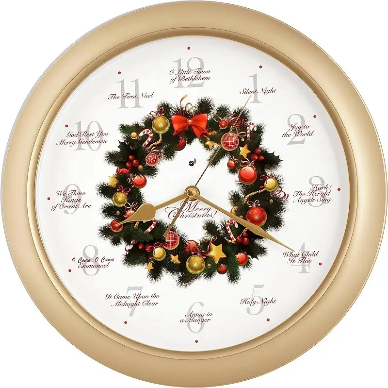 Christmas Plastic Wall Clock with Music Advertising Promotion Gift with Custom Logo Creative Print Pattern Clock